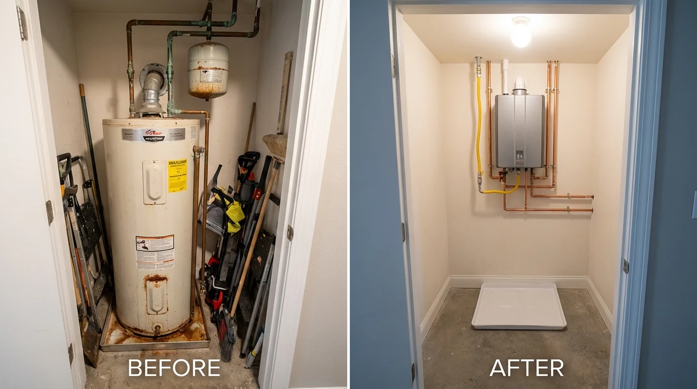 Tank water heater versus wall-mounted tankless unit comparison for Clifton, TX homeowners